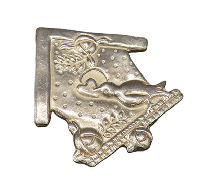 MARY ENGELBREIT 925 Silver  Vintage Etched Birdhouse Brooch Pin  BP10015