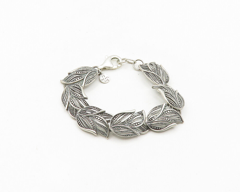 OR PAZ ISRAEL 925 Sterling Silver  Vintage Floral Leaf Chain Bracelet  BT7410