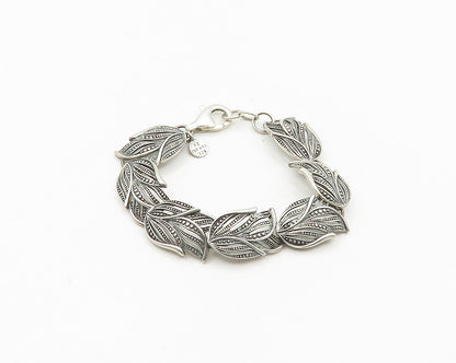 OR PAZ ISRAEL 925 Sterling Silver  Vintage Floral Leaf Chain Bracelet  BT7410