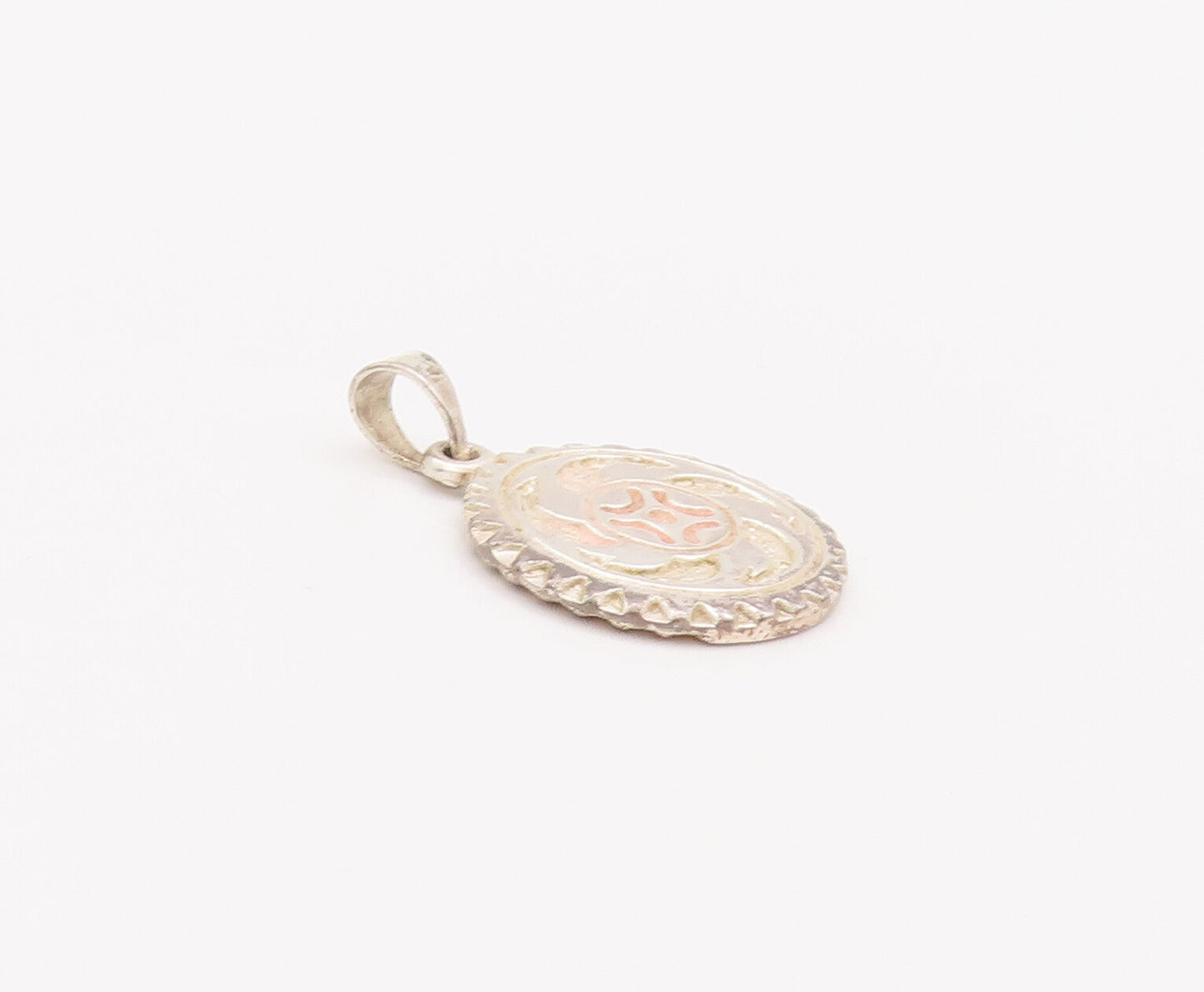 925 Sterling Silver Vintage Pendant Carved Arrows Spikey Bored Coin  PT23022