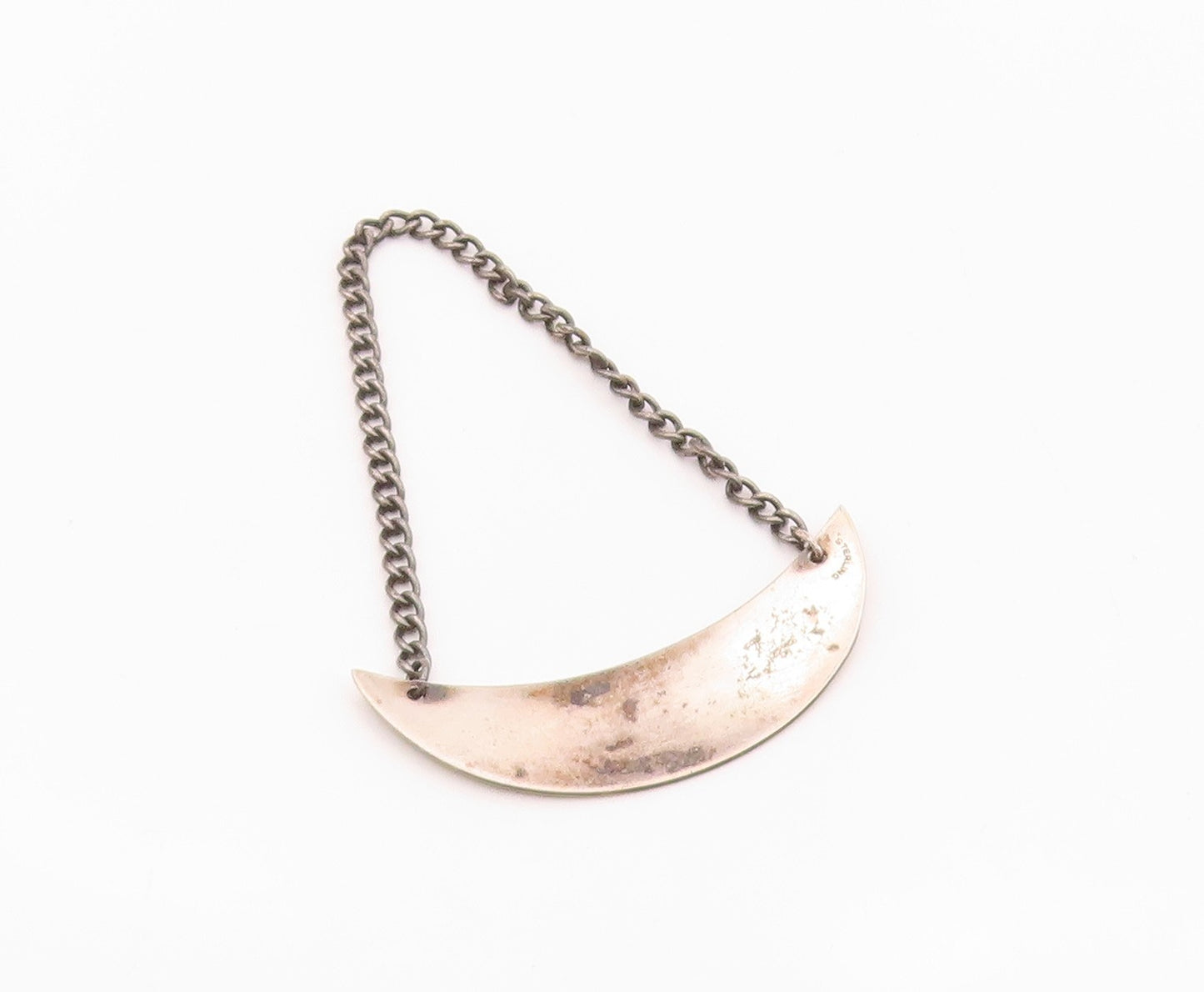 925 Sterling Silver  Vintage Oxidized Rye Bottle Label Tag   TR3093