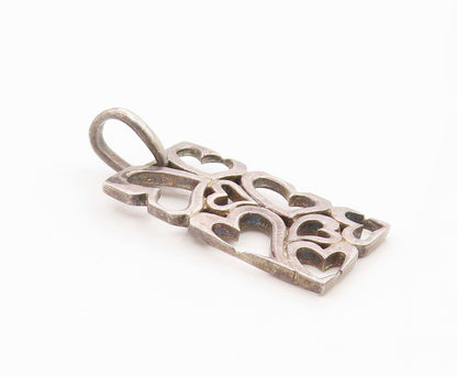 925 Sterling Silver Vintage Pendant Love Heart Cutout Geometric Frame  PT26287