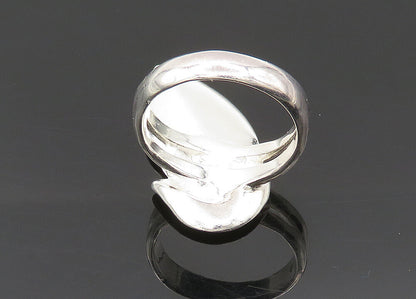 925 Sterling Silver  Vintage Shiny Floral Leaves Band Ring Sz 6  RG20455