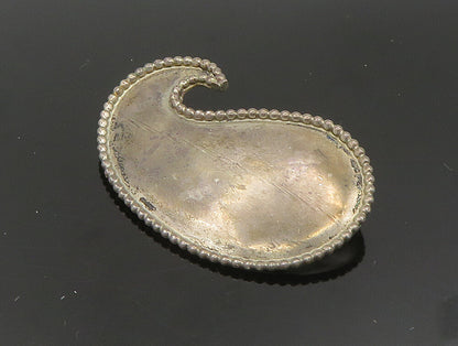 DESIGNER 925 Sterling Silver Vintage Beaded Edge Wave Motif Brooch Pin BP9376