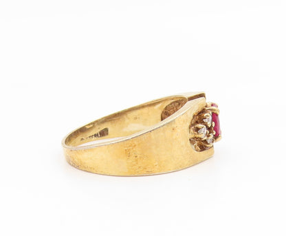 925 Sterling Silver Vintage Ring Gold Plated Ruby & Topaz Band  Sz 9  RG35290