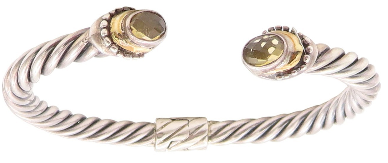 18k Gold 925 Sterling Silver Vintage Bracelet SAMUEL BENHAM Smoky Quartz BT11183