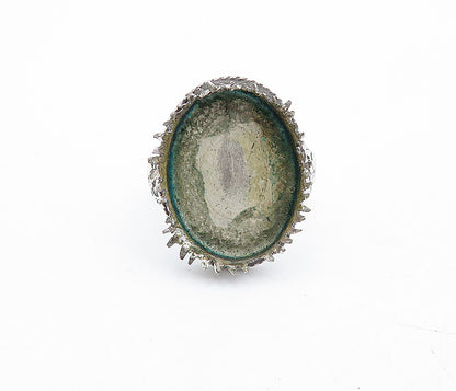 CHINESE 925 Sterling Silver  Vintage Antique Etched Cocktail Ring Sz 8  RG4669