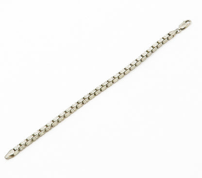 925 Sterling Silver  Vintage XO Hugs & Kisses Box Link Chain Bracelet  BT6057