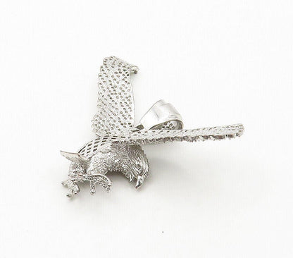 925 Sterling Silver  Vintage Cubic Zirconia Encrusted Eagle Pendant  PT12457