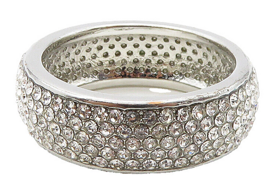 925 Sterling Silver  Cubic Zirconia Encrusted Eternity Ring Sz 8.5  RG15909