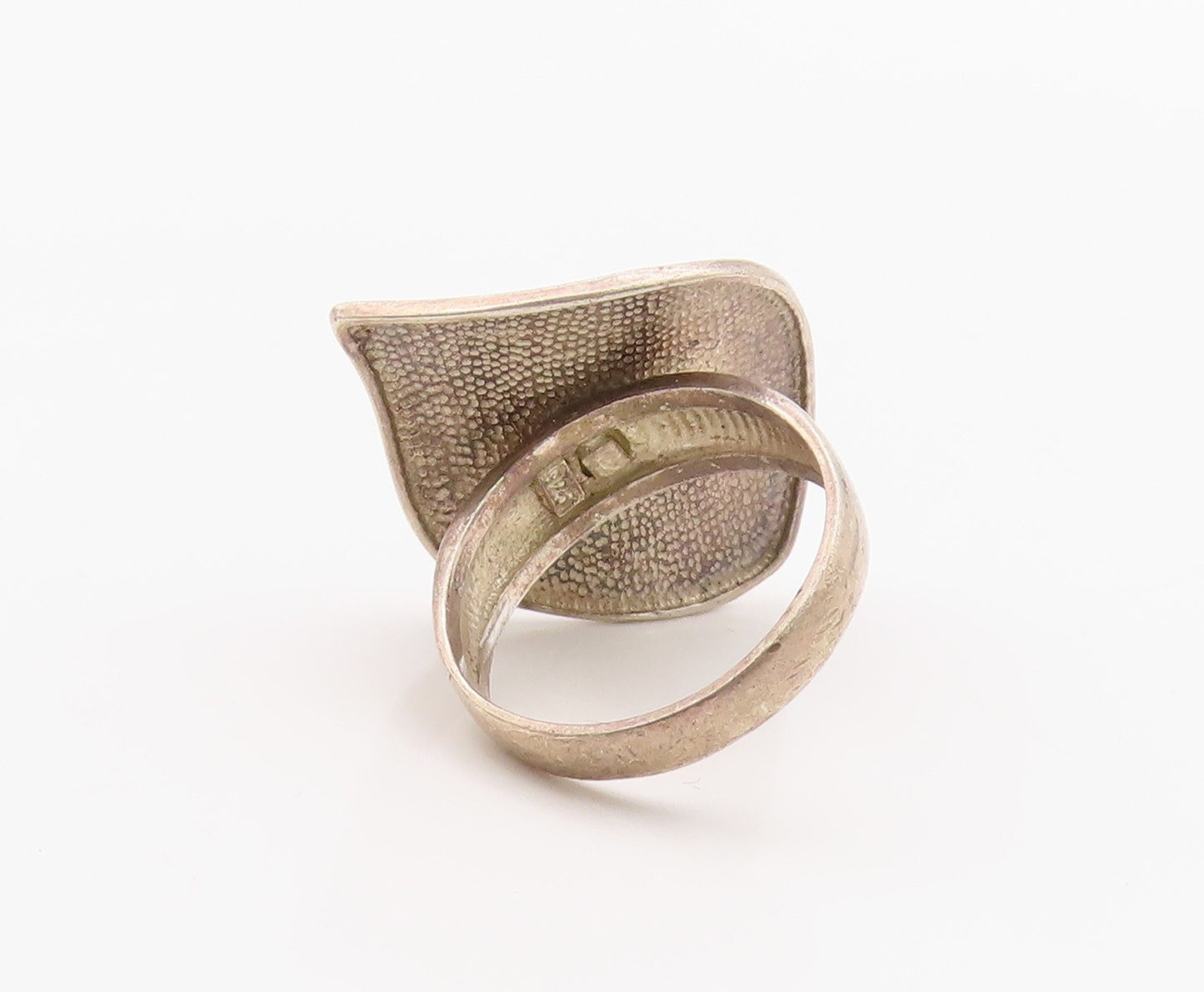 925 Sterling Silver Vintage Ring Modernist Abstract Leaf Band  Sz 10  RG36332