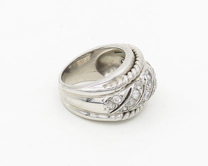 925 Sterling Silver  Vintage Cubic Zirconia Twist Dome Band Ring Sz 6  RG18690