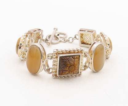 925 Sterling Silver Vintage Bracelet WHITNEY KELLY Mother Of Peal Gems  BT10903