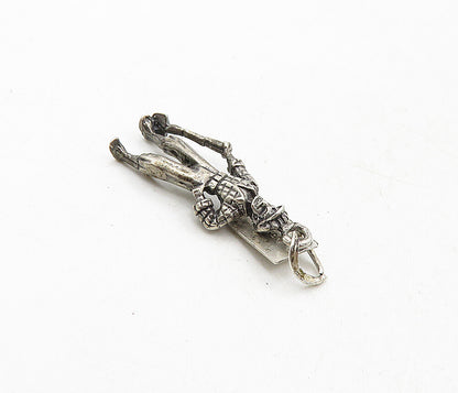 POST BELL TRADING 925 Silver  Vintage Oxidized Man With Shovel Pendant  PT6951