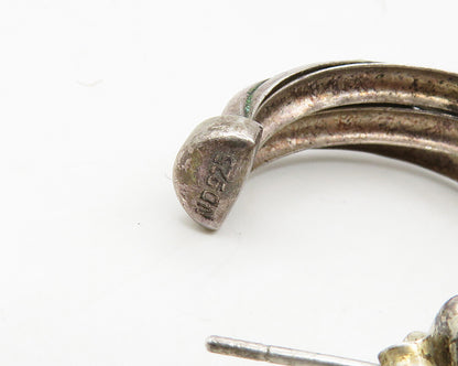 925 Sterling Silver  Vintage Dark Tone Smooth Twist JHoop Earrings  EG9003