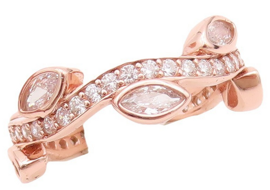 925 Sterling Silver Vintage Ring Rose Gold Plated Floral Cut Topaz  Sz 7 RG30384