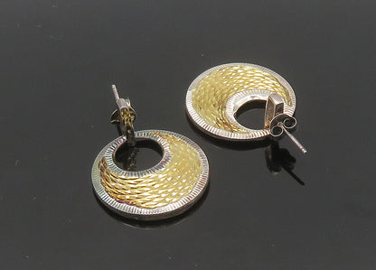 925 Sterling Silver Vintage 2 Tone Shiny Diamond Cut Dangle Earrings  EG10383
