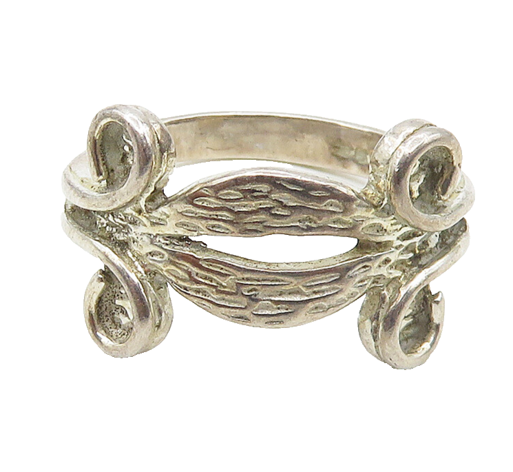 925 Sterling Silver  Vintage Shiny Textured Swirl Band Ring Sz 6.5  RG16905