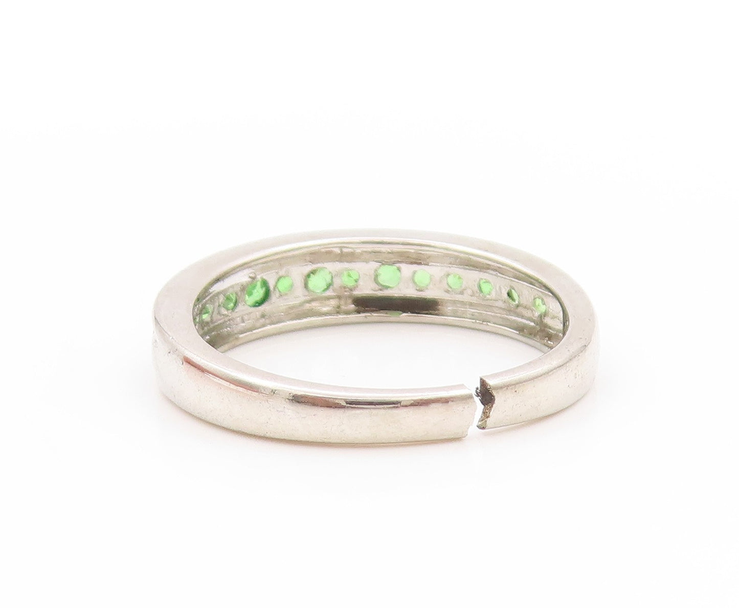 925 Sterling Silver Vintage Ring Minimalist Round Peridot Band  Sz 6  RG32931