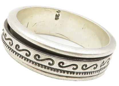 925 Sterling Silver  Vintage Large Swirl Band Spinner Ring Sz 12  RG13874