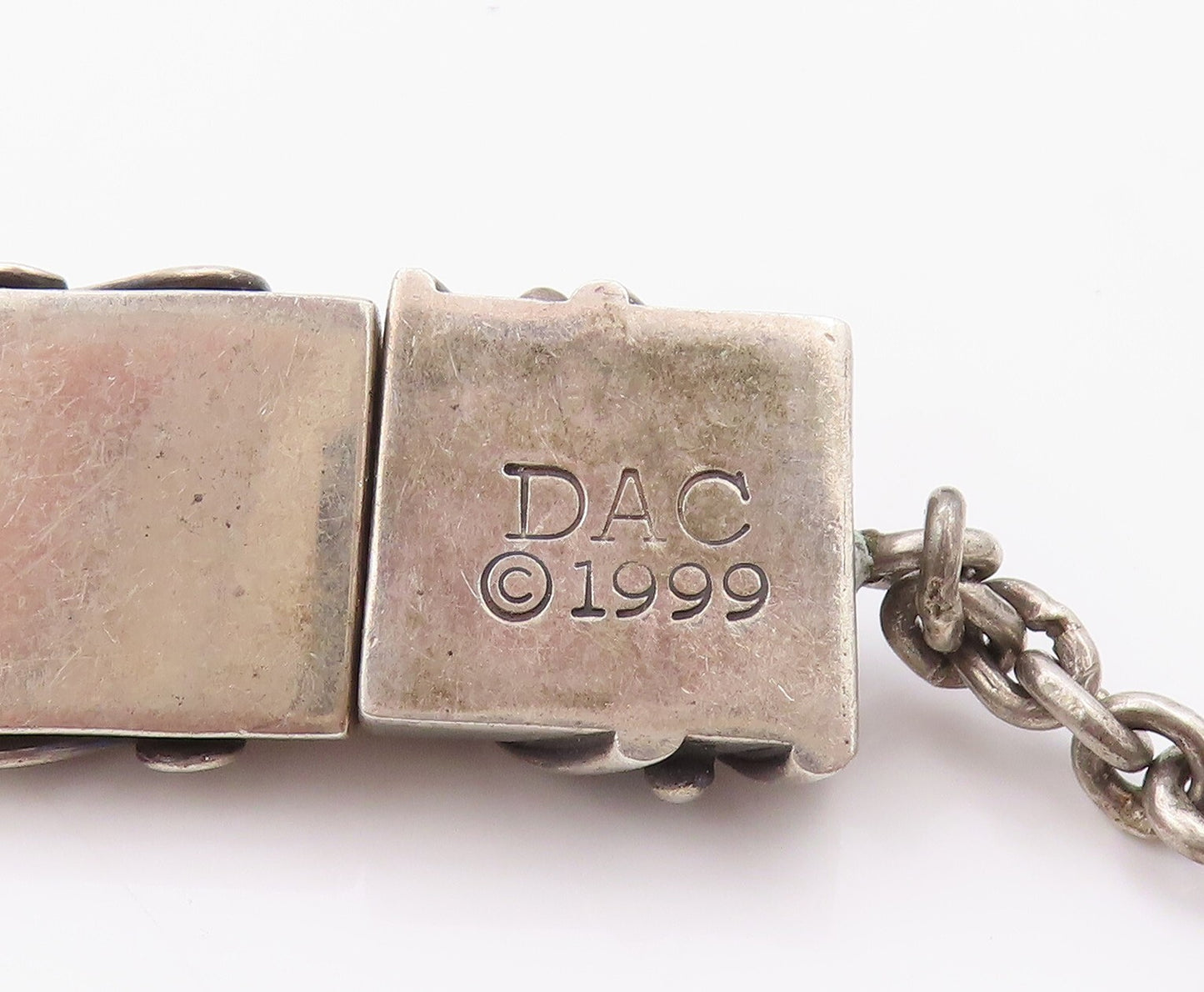 925 Sterling Silver Vintage Bracelet DEBORAH ARMSTRONG Dark Tone Carved  BT11100