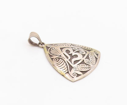 925 Sterling Silver  Vintage Om Spiritual Symbol Two Tone Pendant  PT16037