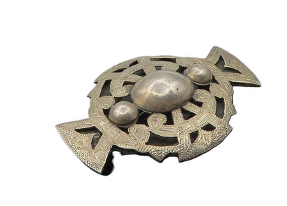 MEXICO 925 Sterling Silver  Vintage Etched Detail Cutout Brooch Pin  BP3976