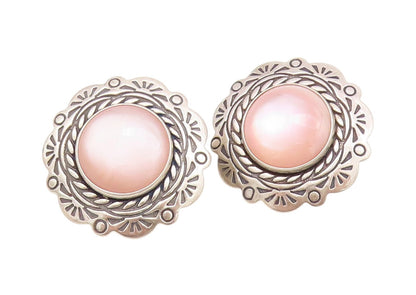 925 Sterling Silver Vintage Earrings CAROLYN POLLACK Mother Of Pearls  EG13621