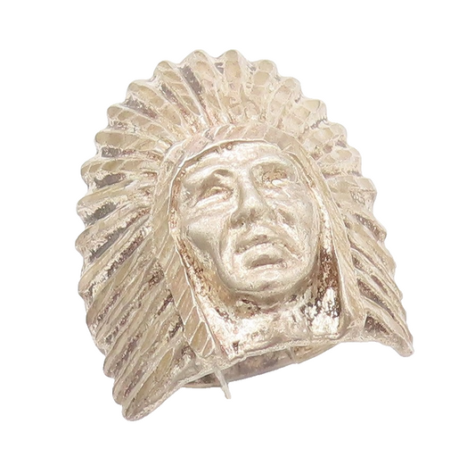 925 Sterling Silver Vintage Ring Minimalist Trible Man Faced  Sz 11.5  RG27972