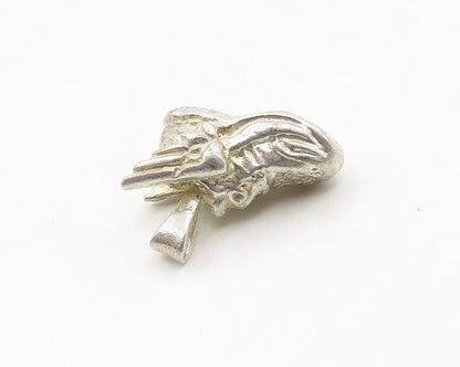 925 Sterling Silver  Vintage Shiny Winged Sneaker Shoe Pendant  PT15212