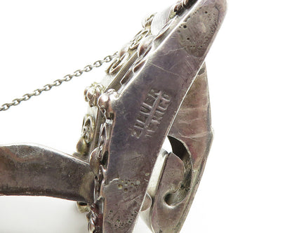 925 Sterling Silver  Vintage Dark Tone Flower Pattern Chain Bracelet  BT6801