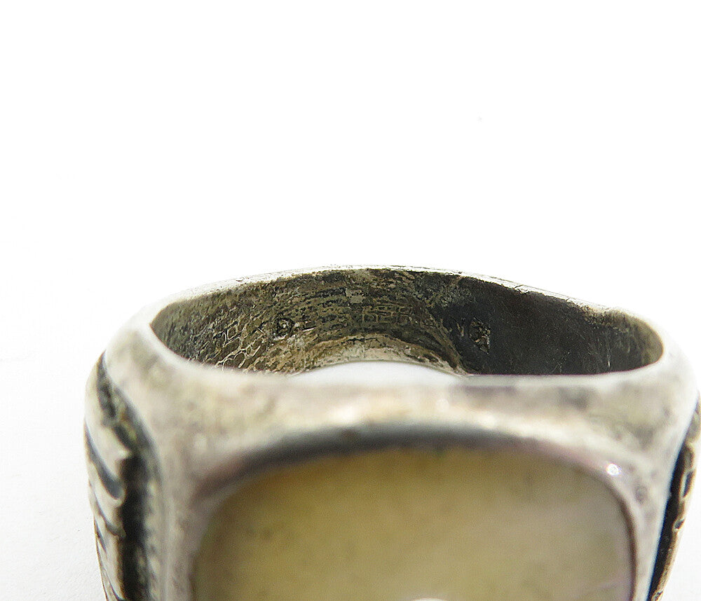 925 Sterling Silver Vintage U.S. Navy Mother Of Pearl Band Ring Sz 9 RG4246