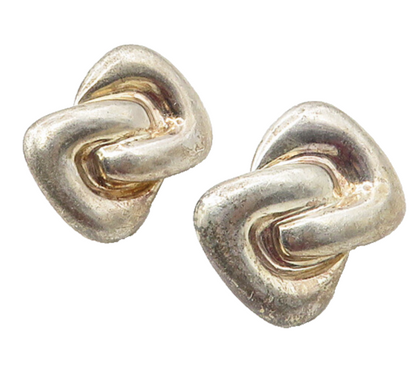 FREDERIC JEAN DUCLOS 925 Sterling Silver Vintage Shiny Knot Drop Earrings EG8908