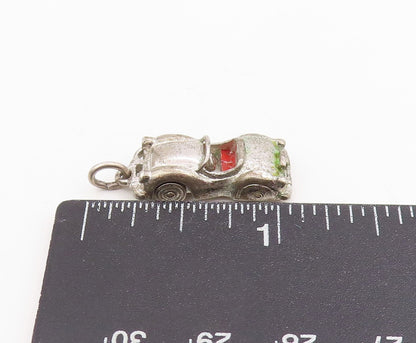 925 Sterling Silver Vintage Pendant Enamel Retro Sports Car Charm MOVES  PT25751