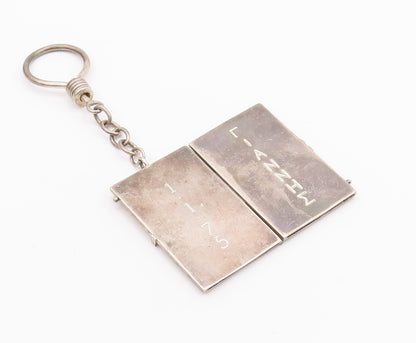 925 Sterling Silver Vintage Key Chain Rectangular Carved Photo Locket  TR3769