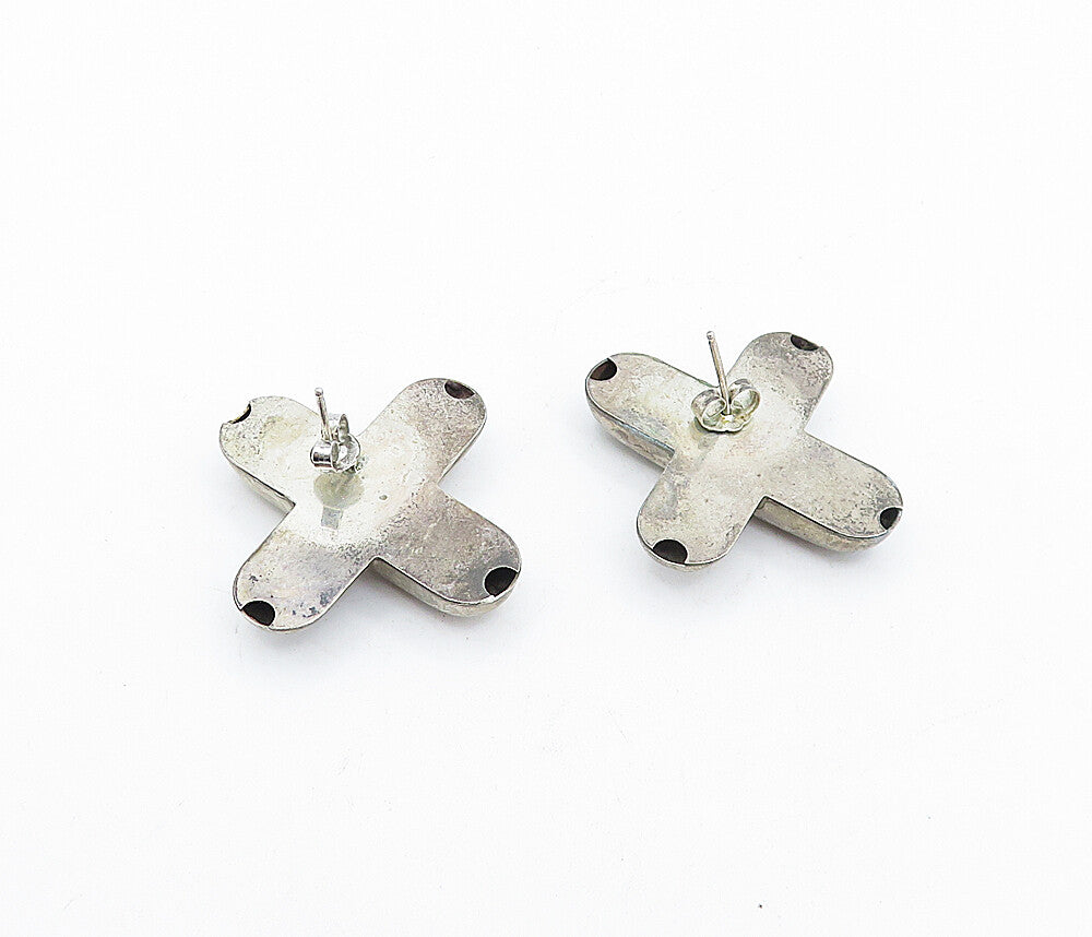 925 Sterling Silver  Vintage Minimalist X Cross Smooth Drop Earrings  EG2271
