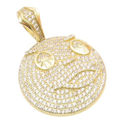 925 Sterling Silver  Vintage Cubic Zirconia Encrusted Face Pendant  PT19120