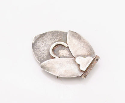 925 Sterling Silver Vintage Brooch Pin NAVAJO Solid Carved Design  BP11208