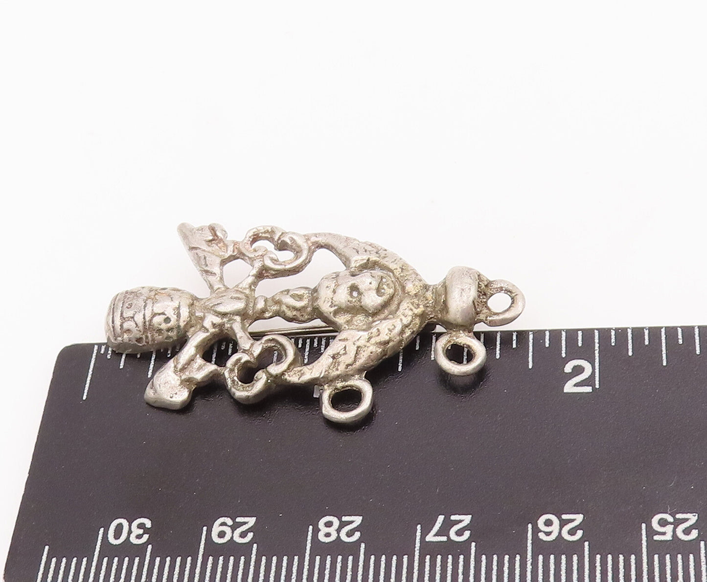 925 Sterling Silver Vintage Brooch Pin Solid Cutout Angel Holing Keys  BP11039