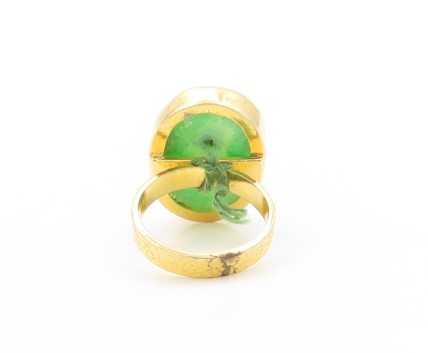 925 Sterling Silver Vintage Ring Gold Plated Green Solar Quartz  Sz 8  RG32773