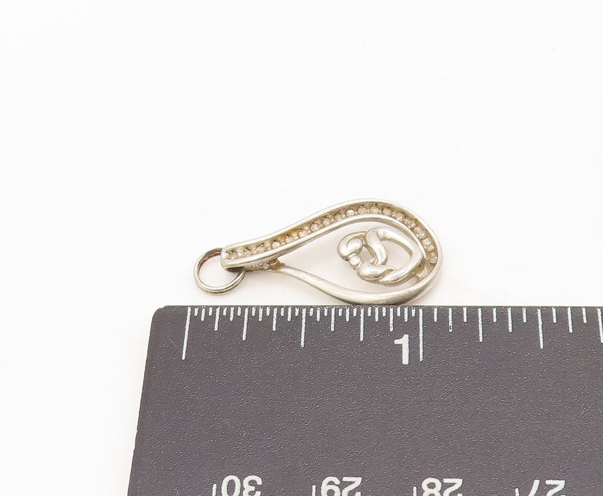 925 Sterling Silver Vintage Pendant Mom Child Love Diamonds Musical Note PT22605