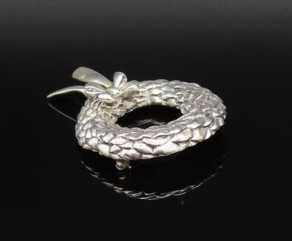 BREAKELL 925 Silver  Vintage Woven Wreath With Bow Tie Brooch Pin  BP9861