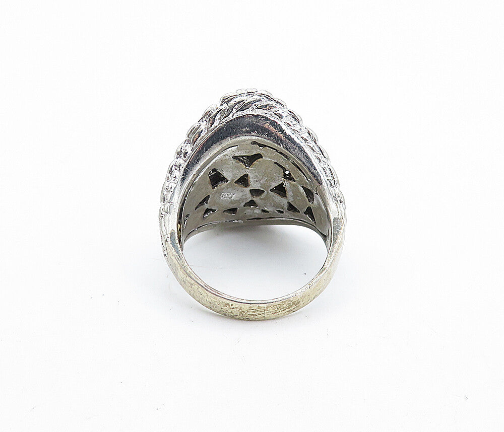 925 Silver  Vintage Cubic Zirconia Encrusted Cocktail Ring Sz 8.5  RG7159