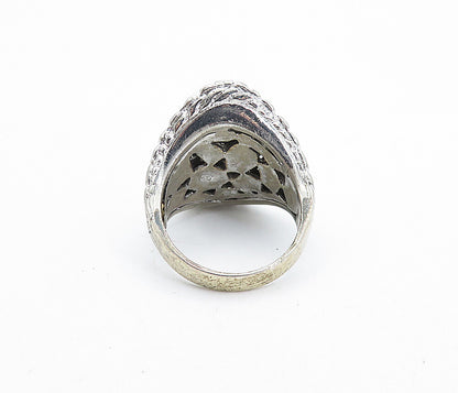 925 Silver  Vintage Cubic Zirconia Encrusted Cocktail Ring Sz 8.5  RG7159