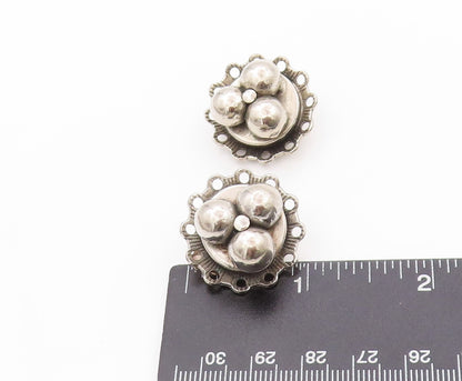925 Sterling Silver Vintage Earrings FREIRICH Ball Scroll Design Clip On EG13521