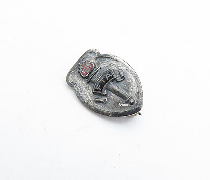 925 Sterling Silver  Vintage Petite Oxidized FTA Shield Brooch Pin  BP2234
