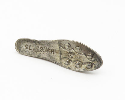 925 Sterling Silver  Vintage Dark Tone Bowling Shoe Motif Pendant  PT8526