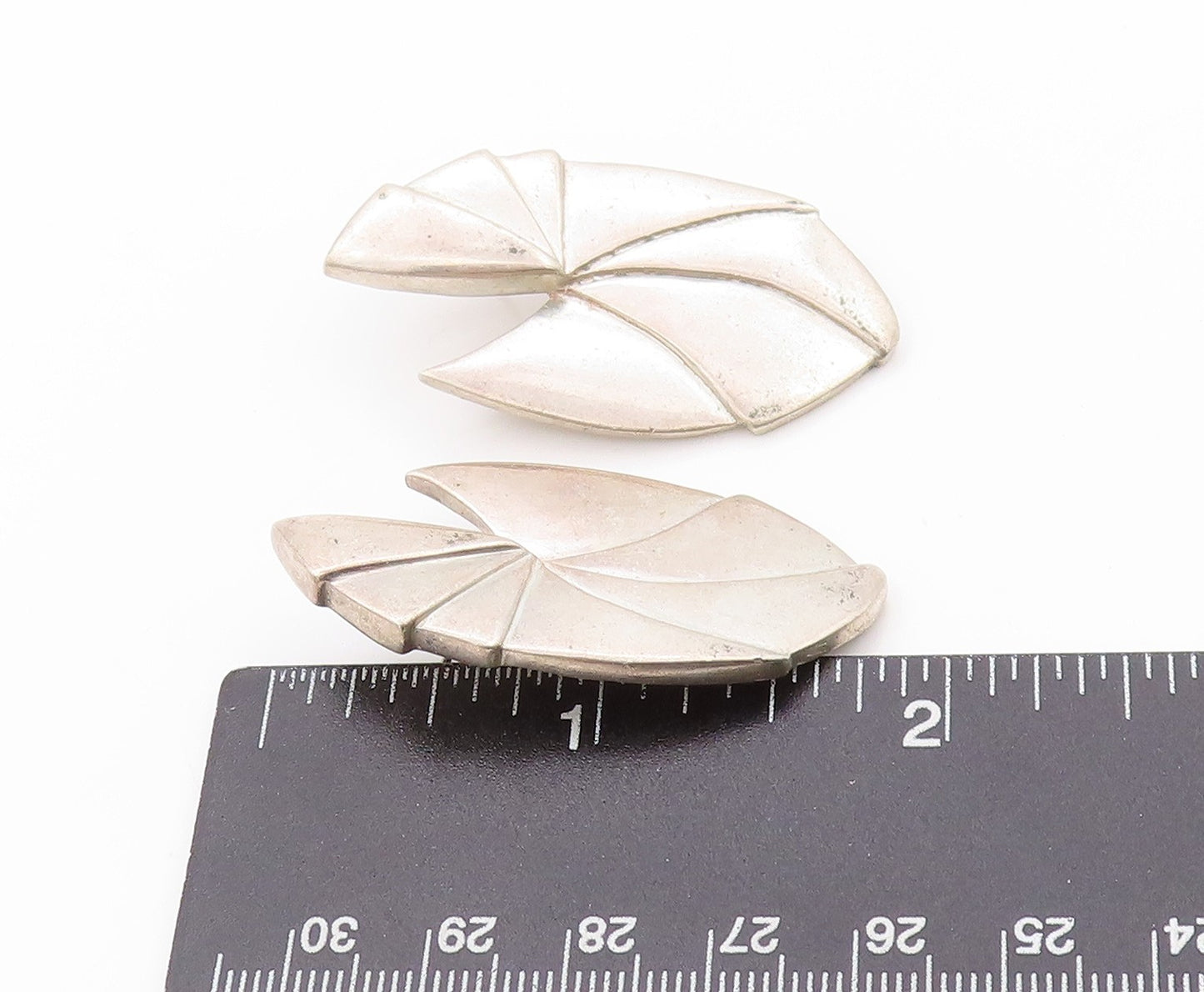925 Sterling Silver Vintage Earrings CHINESE EXPORT Fan Shaped Design EG13520