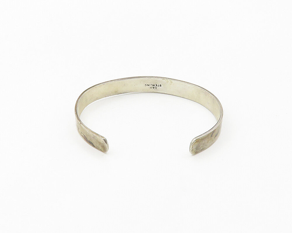 HAND & HAMMER 925 Silver  Vintage Eat Sleep Knit Shiny Cuff Bracelet  BT7211