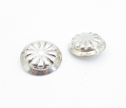 MEXICO 925 Silver  Vintage Shiny Hollow Floral Non Pierce Earrings  EG2867